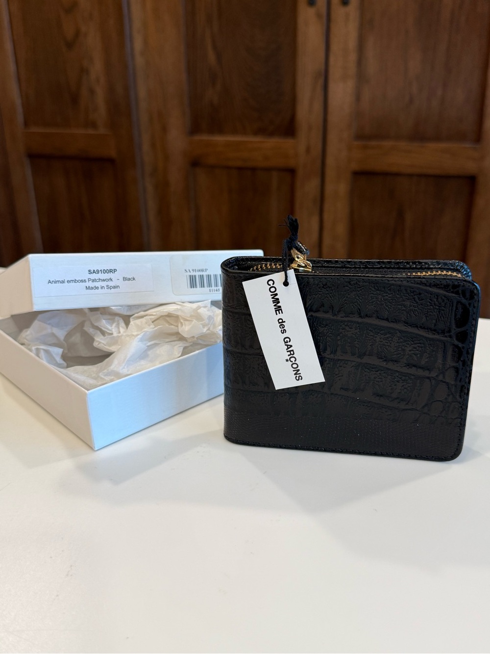 Comme des Garçons Black Leather Zip Wallet SA9100RP - NWT